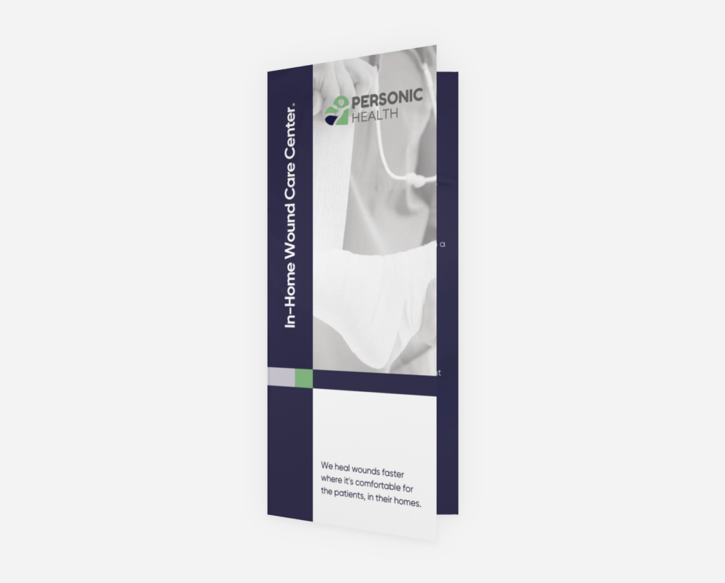Personic Health 3-panel brochure design – front panel highlighting brand identity and messaging